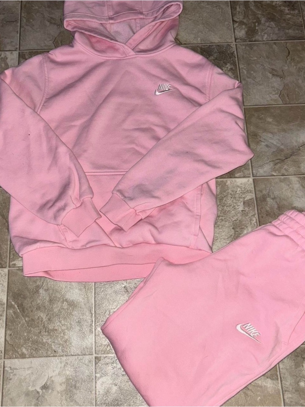 Nike Kids Pink Hoodie and Sweatpants Matching Set
